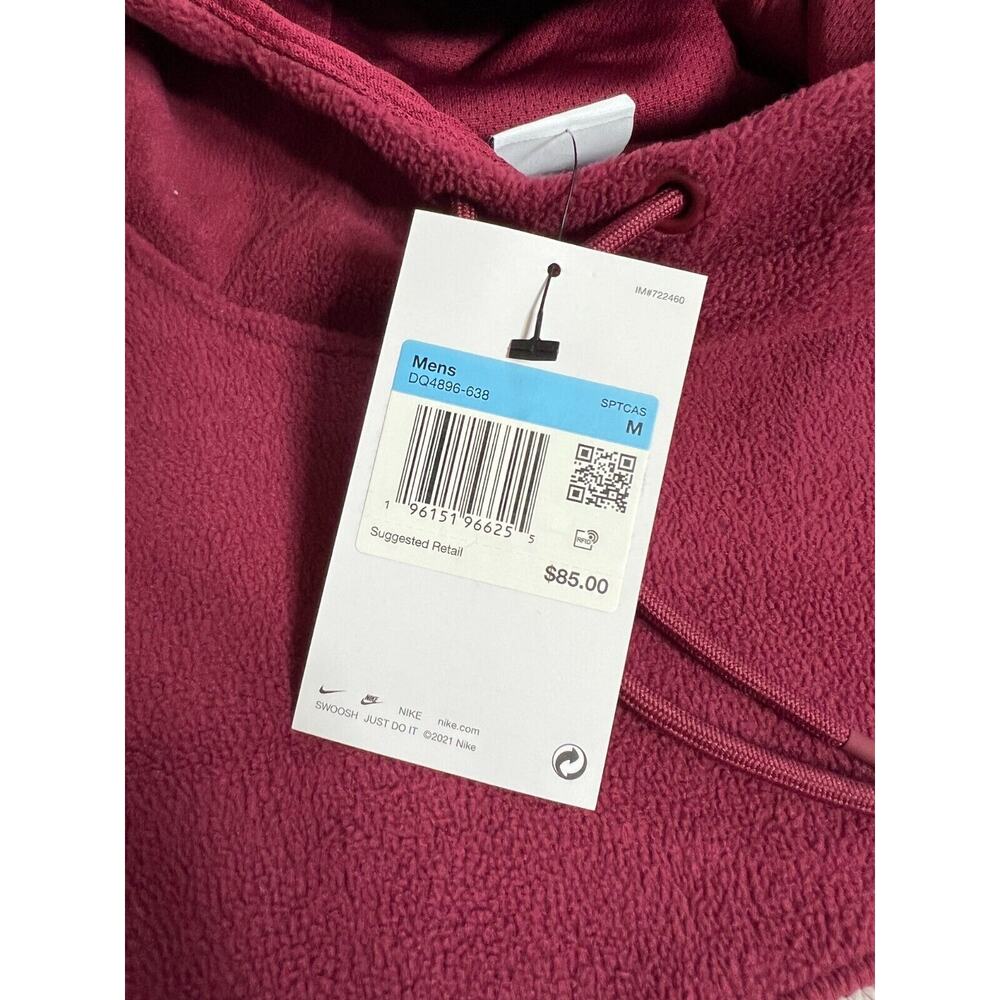 Nike Club Winterized Fleece DQ4896-638 Beetroot Pullover Hoodie Men's M - Picture 12 of 12